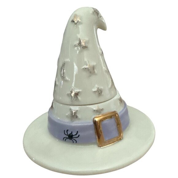 Lenox Halloween Witch Hat Votive Candle Holder Ivory Purple Gold Accents - Picture 5 of 7